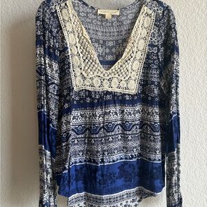 Lovestitch Blue and White Boho Blouse